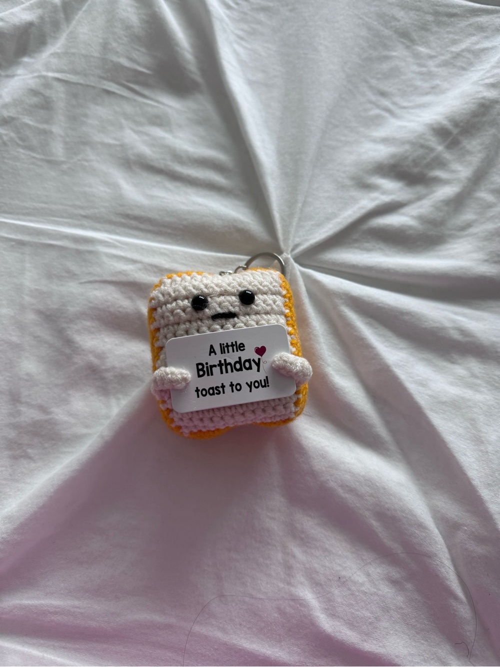 Crochet Toast Keychain - White and Yellow